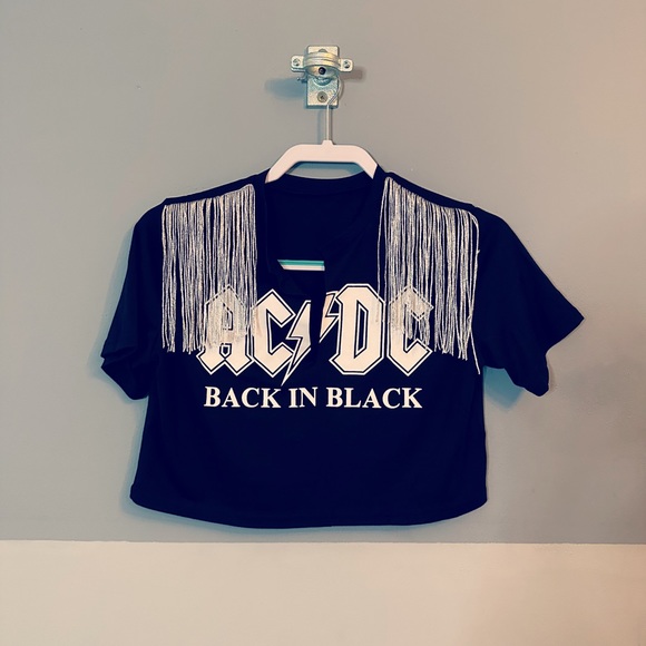AC/DC Fringe Crop Top in Medium - Picture 4 of 11